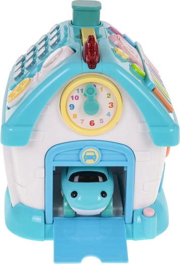 Garažas su pakeliamomis durimis ir laikrodis