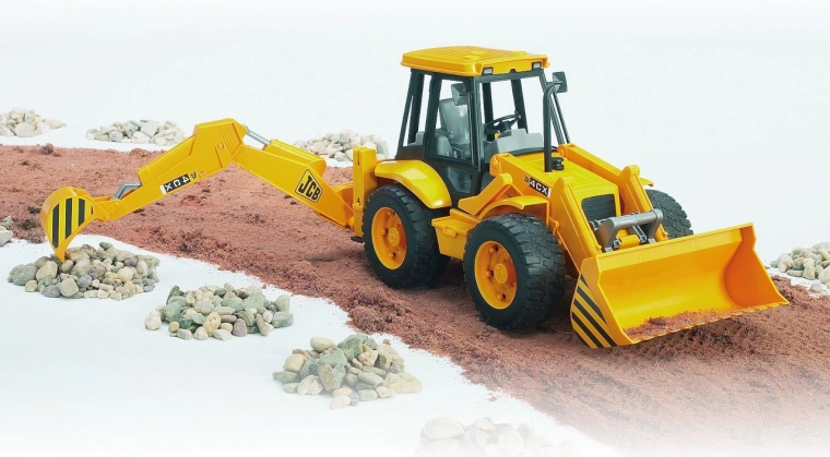 Priekinis krautuvas ir galinis ekskavatorius kaip tikrame įrenginyje