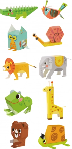 10 spalvingų 3D gyvūnėlių surinkimui