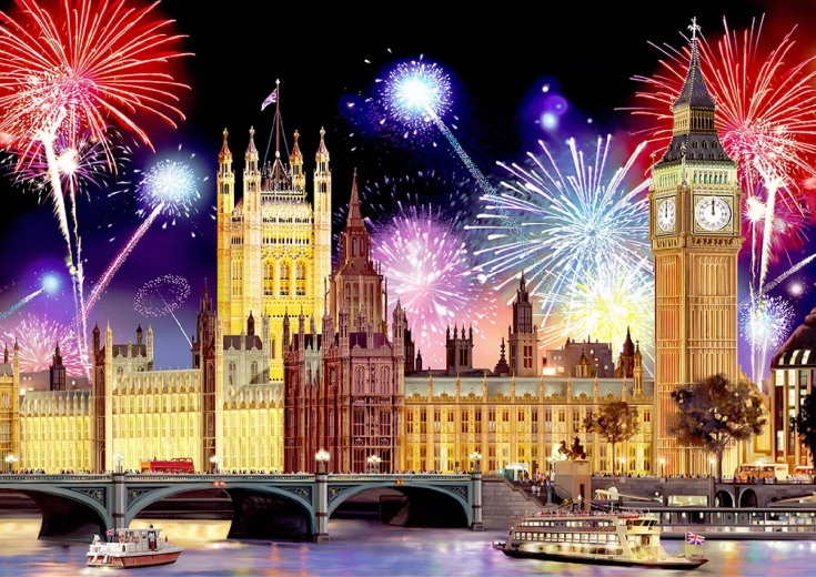 Tema LONDONAS: Big Benas ir Parlamentas fejerverkų šviesoje