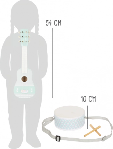 54 cm gitara ir būgnelis su dirželiu