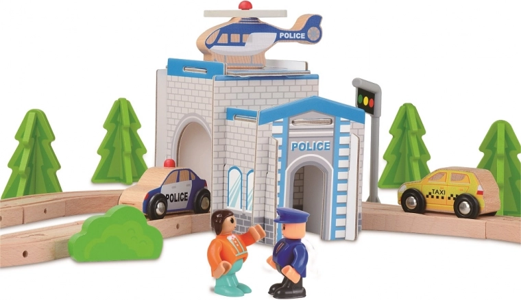 Policijos stotis su sraigtasparnių aikštele veiksmo scenarijams