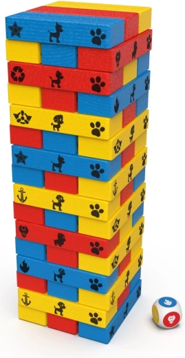 Spalvotas medinis bokštas su kauliuku