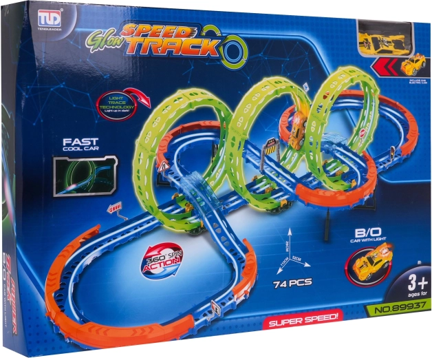 Šviečiantys efektai lenktynėms tamsoje