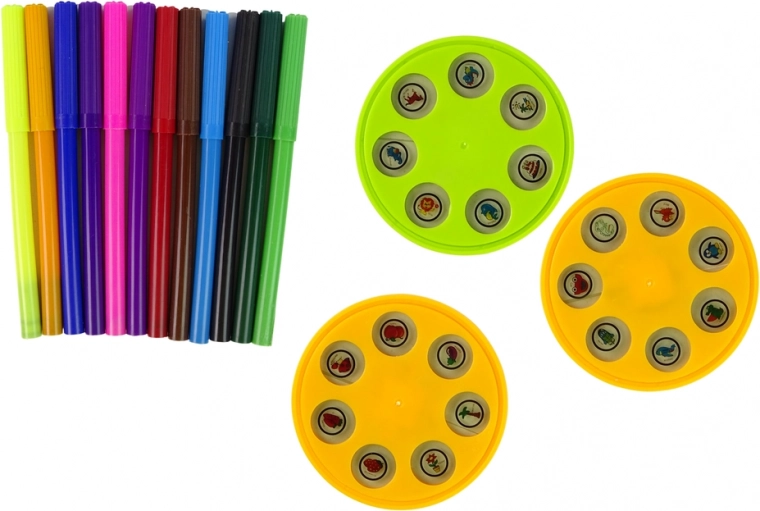 Colorful set of markers and slides