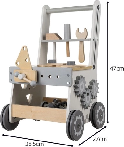 Multifunkcinis žaidimas 3‑in‑1: dirbtuvės, stumdukas ir laikymo vieta