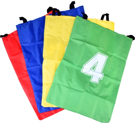 Spalvingi šokinėjimo maišai su rankenomis saugiam startui