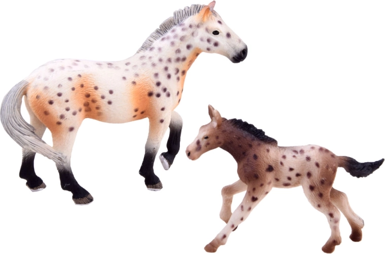 Realistinės kumelės ir kumeliuko figūrėlės