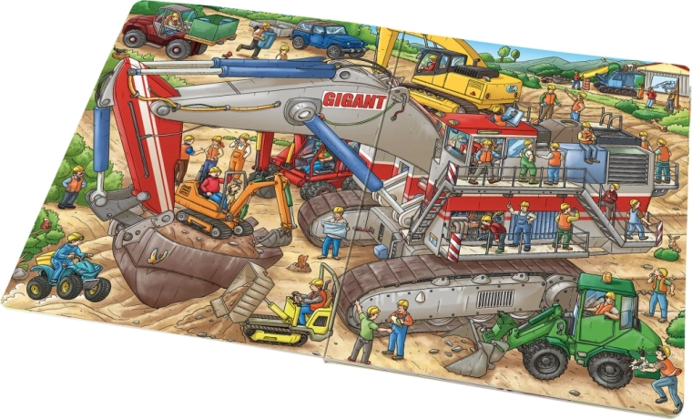 Įvairios statybinės mašinos veiksme