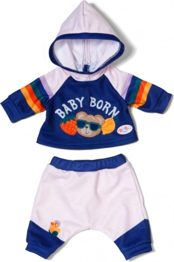 Megztinis su gobtuvu ir vaivorykštės rankovėmis