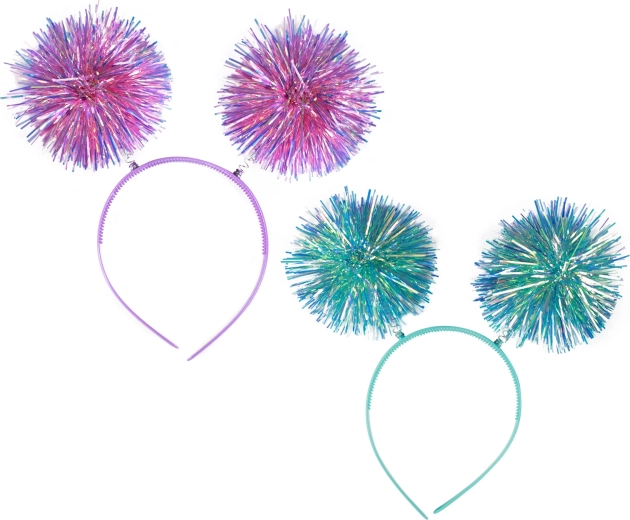 Two large glittery pom-poms