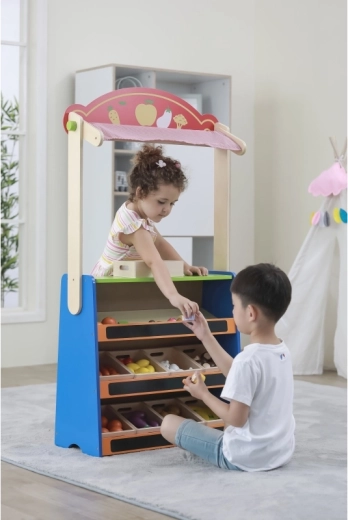 Practical shelves for play accessories