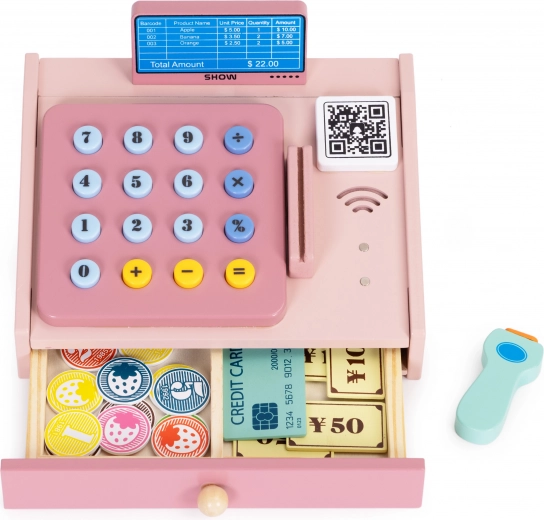 Atsidaromas stalčiukas ir mediniai pinigai