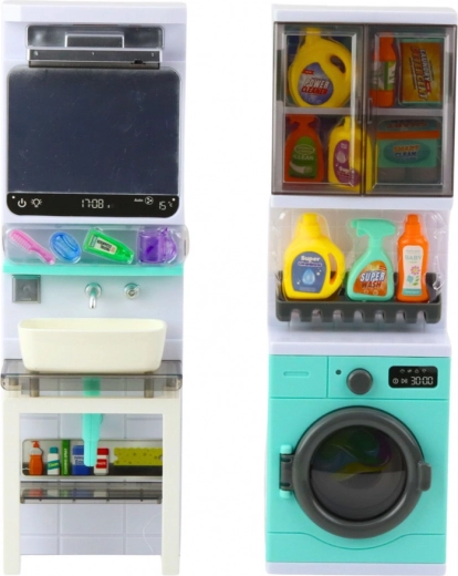 Kriauklė su veidrodžiu ir laikymo lentynėlėmis