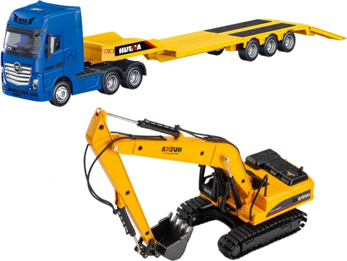 Realistiškas komplektas statybinės technikos pervežimui