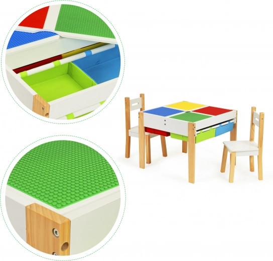 Pasukamas dviejų dalių stalviršis piešimui ir kaladėlėms