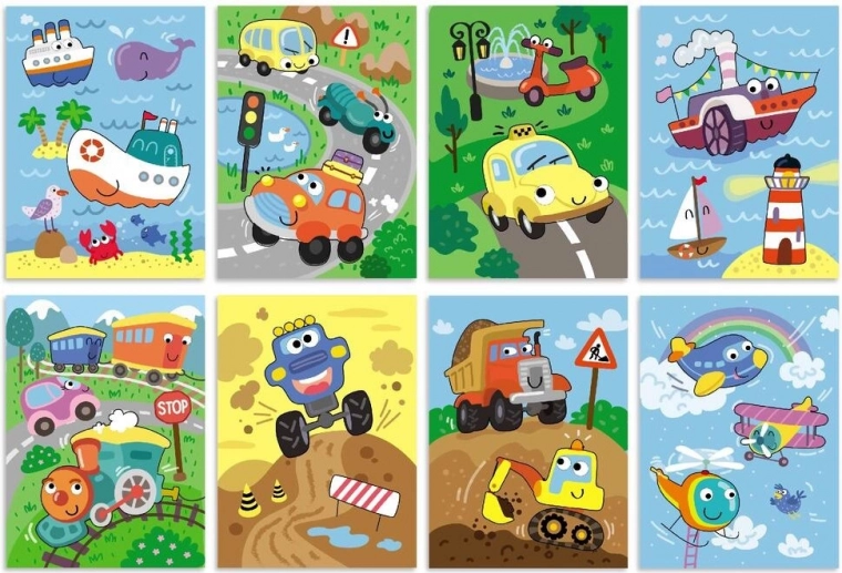 Spalvingos transporto priemonės mokymuisi ir pramogai