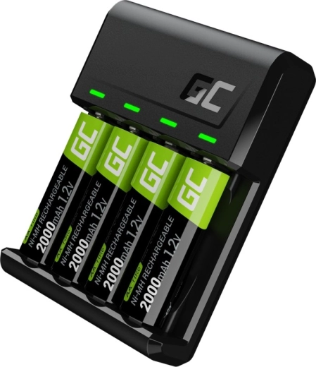 Charge 1–4 batteries at once with clear LED indication