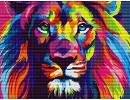 Ryškus vaivorykštinio liūto motyvas