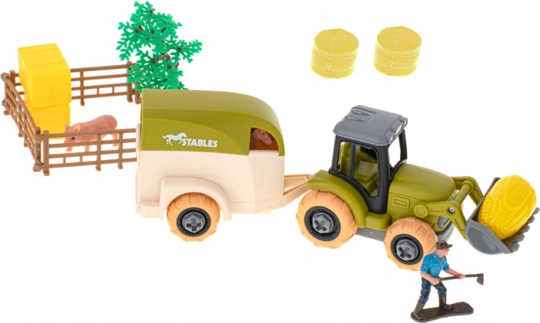 Realistinė ferma su gyvūnais ir priekabomis