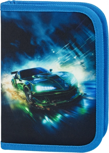 Vieno aukšto penalas su YKK užtrauktuku ir lenktyniniu motyvu