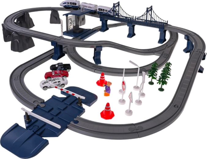 Two-level track with bridge for action-packed rides