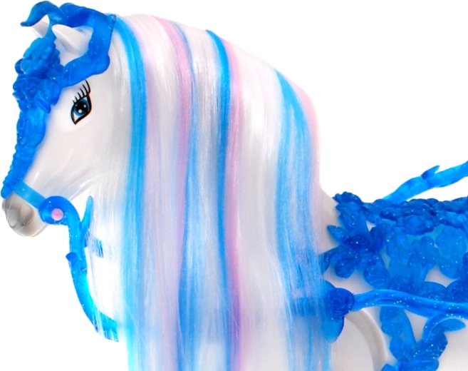 Harnessed horse with realistic features