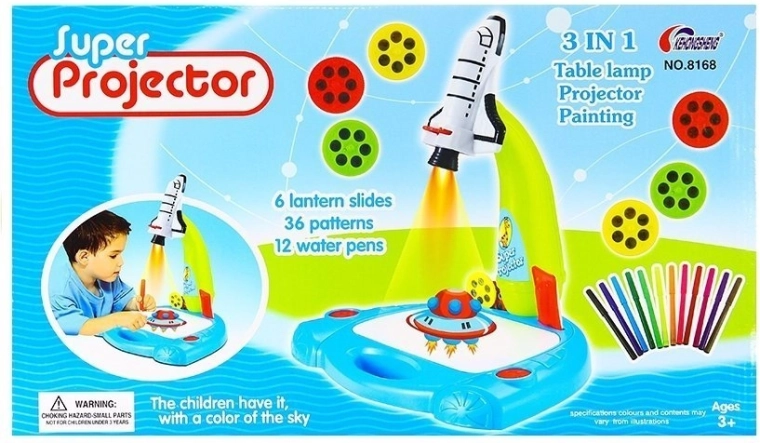 3-in-1: projector, night light, and art set