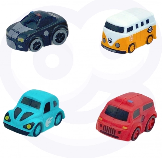 Keturių automobiliukų rinkinys įvairiam žaidimui