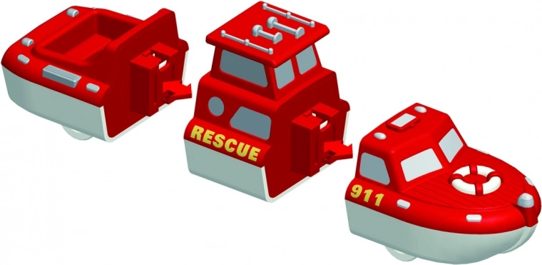 Trys gelbėjimo transporto priemonės viename rinkinyje