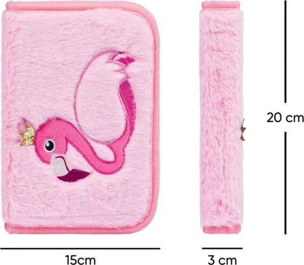 Minkštas pliušinis dizainas su flamingo motyvu