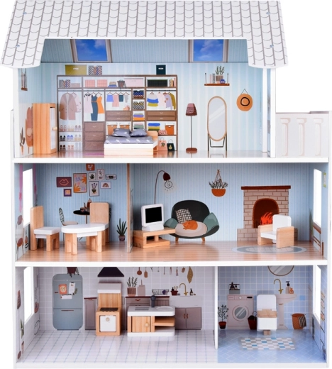 Trys aukštai kupini detalių