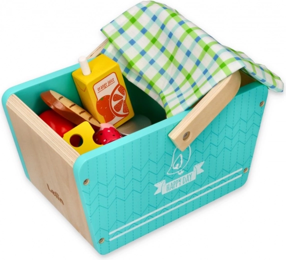 Stilingas medinis krepšelis mėtų spalvos