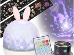 Night star projector with bunny ears, usb, remote control, 6 themes