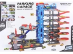 Large multi-storey garage with toy cars and helipad