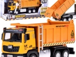 Kids' dump truck with light and sound, metal body, pull-back