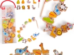 Classic World Wooden Zoo Lacing Beads, 13 pcs