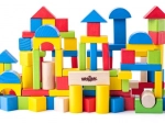 Wooden building blocks in a bucket 100 pcs