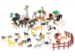 Animal Figurine Set for Zoo and Farm, 59 Pieces in Box