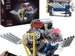 Technical building kit – build a working engine with battery, light and motion (665 pieces)