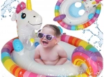 Children's inflatable pool rings unicorn with backrest