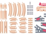 Wooden Train Track Set with Turntable – 50 Pieces