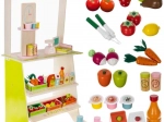 Wooden kids’ supermarket KRUZZEL with stall, cash register and fruit