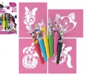Pučiamieji flomasteriai MINNIE 6 vnt. su šablonais dėžutėje