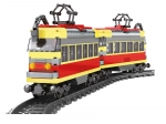 Compatible building set battery-powered tram with tracks 724 pcs