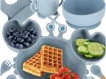 Silicone dining set for kids crab, 9 pieces, blue