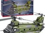 Reobrix building set helicopter CH-47 Chinook – military tandem rotor helicopter, 1451 pieces