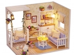 Medinis lėlių namelis retro – DIY modelis su LED, 13 cm