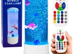 Dekoratyvinė naktinė LED lempa „Akvariumas su žuvytėmis“ RGB (16 spalvų), balta, USB