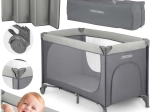 Travel cot with mattress and carry bag 125 × 65 × 78 cm light gray
